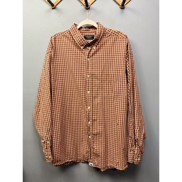 American Eagle Outfitters Mens Size XXL Orange Plaid Long sleeve button up shirt - Picture 1 of 8